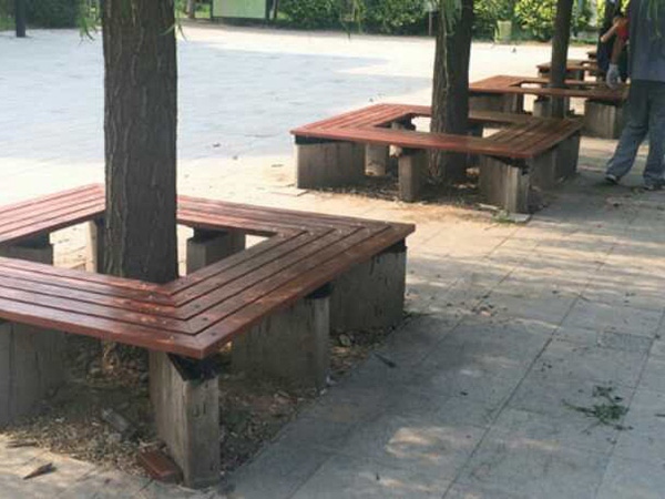 防腐木碳化木树池坐椅